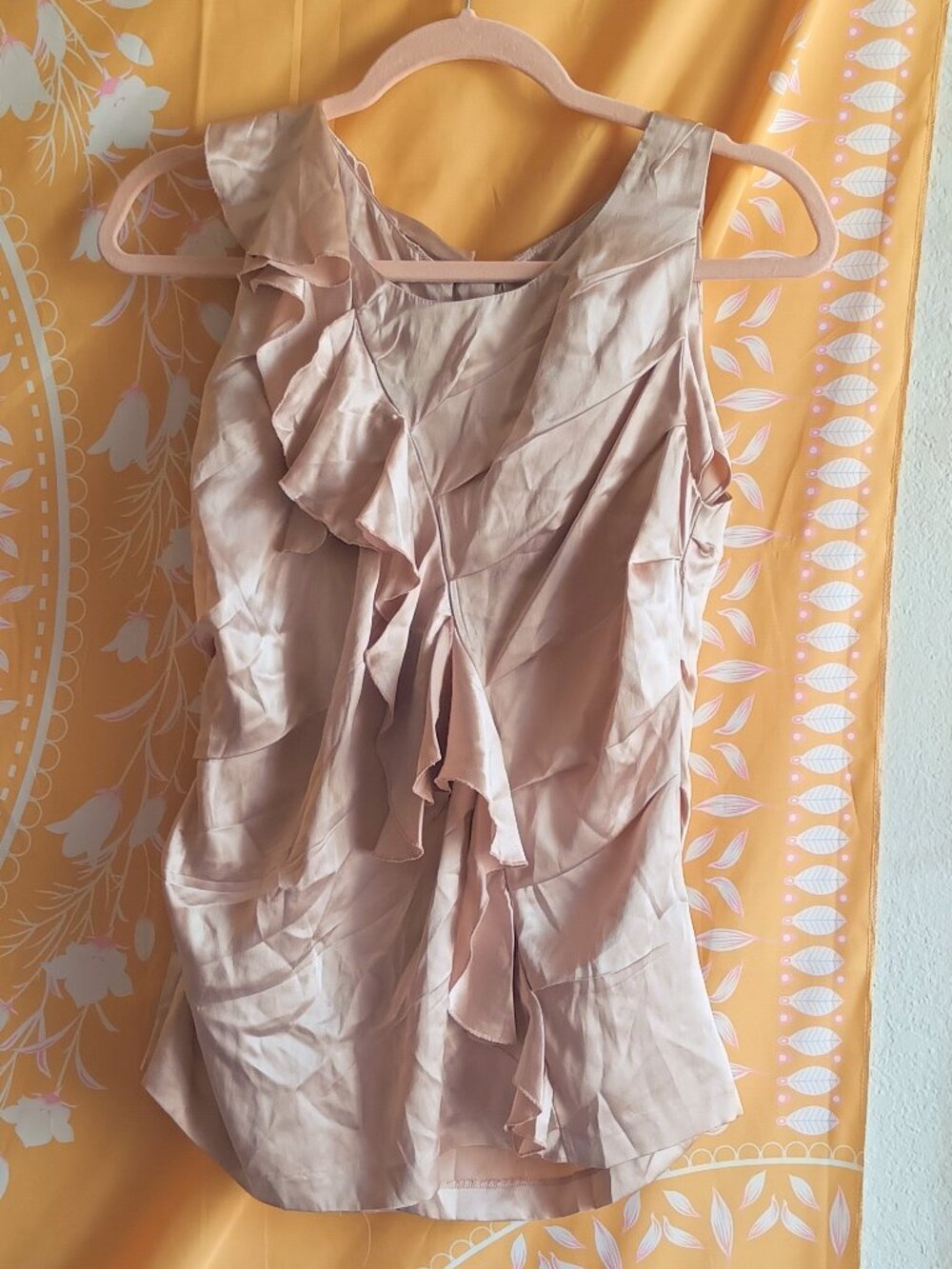 Vintage Y2K J.Crew 100% Silk Ruffle Sleeveless Blouse Top Blush Pink Size 4